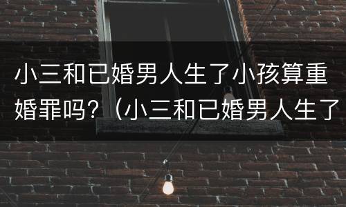 小三和已婚男人生了小孩算重婚罪吗?（小三和已婚男人生了小孩算重婚罪吗判几年）