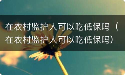 在农村监护人可以吃低保吗（在农村监护人可以吃低保吗）