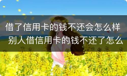 借了信用卡的钱不还会怎么样 别人借信用卡的钱不还了怎么办