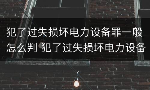 犯了过失损坏电力设备罪一般怎么判 犯了过失损坏电力设备罪一般怎么判