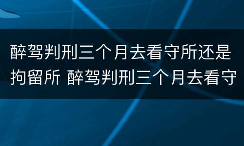 醉驾判刑三个月去看守所还是拘留所 醉驾判刑三个月去看守所还是拘留所
