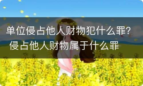 单位侵占他人财物犯什么罪？ 侵占他人财物属于什么罪