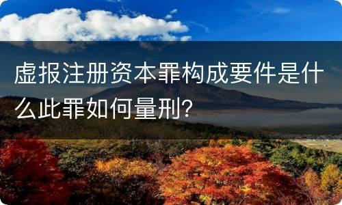 虚报注册资本罪构成要件是什么此罪如何量刑？