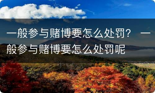 一般参与赌博要怎么处罚？ 一般参与赌博要怎么处罚呢