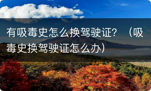 有吸毒史怎么换驾驶证？（吸毒史换驾驶证怎么办）