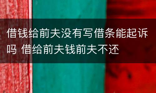 借钱给前夫没有写借条能起诉吗 借给前夫钱前夫不还