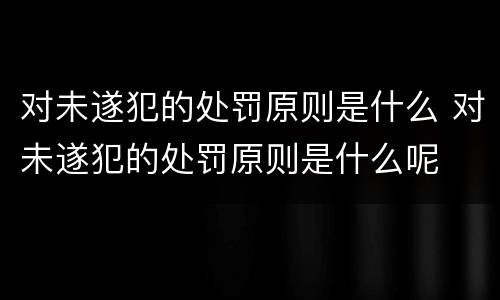 对未遂犯的处罚原则是什么 对未遂犯的处罚原则是什么呢