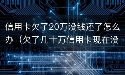 信用卡欠了20万没钱还了怎么办（欠了几十万信用卡现在没有钱还怎么办）