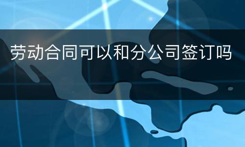 劳动合同可以和分公司签订吗