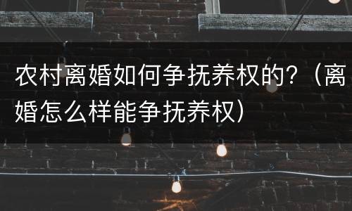 农村离婚如何争抚养权的?（离婚怎么样能争抚养权）