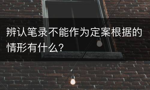 辨认笔录不能作为定案根据的情形有什么？