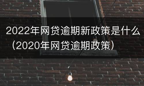 2022年网贷逾期新政策是什么（2020年网贷逾期政策）