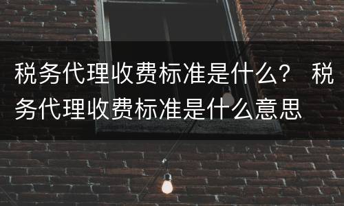 税务代理收费标准是什么？ 税务代理收费标准是什么意思