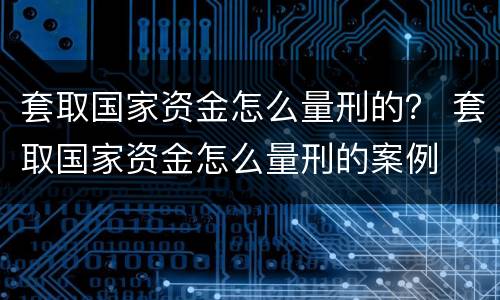 套取国家资金怎么量刑的？ 套取国家资金怎么量刑的案例