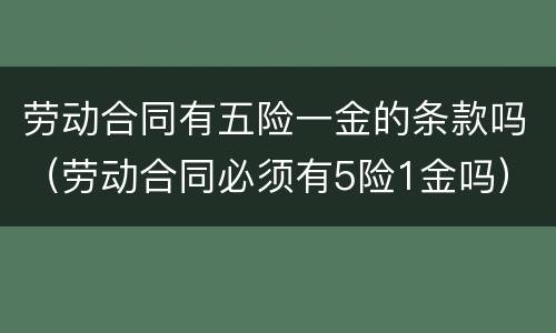 劳动合同有五险一金的条款吗（劳动合同必须有5险1金吗）