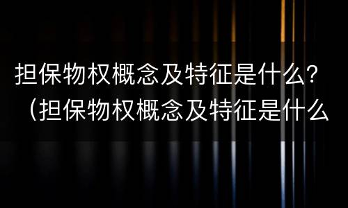 担保物权概念及特征是什么？（担保物权概念及特征是什么内容）