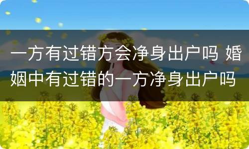 一方有过错方会净身出户吗 婚姻中有过错的一方净身出户吗