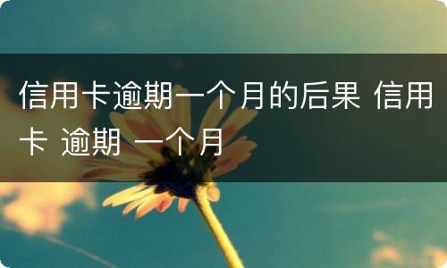 信用卡逾期一个月的后果 信用卡 逾期 一个月
