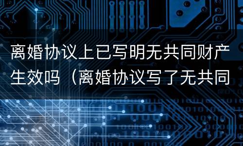离婚协议上已写明无共同财产生效吗（离婚协议写了无共同财产）