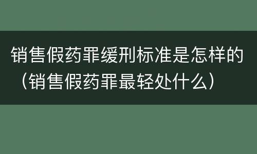 销售假药罪缓刑标准是怎样的（销售假药罪最轻处什么）