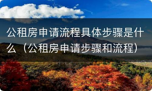 公租房申请流程具体步骤是什么（公租房申请步骤和流程）