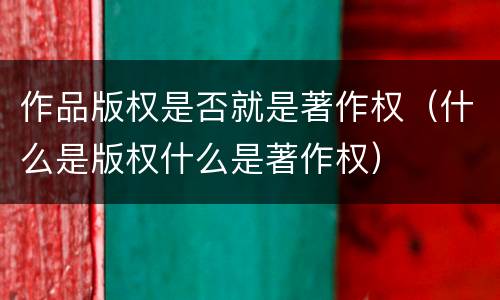 作品版权是否就是著作权（什么是版权什么是著作权）