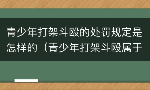 青少年打架斗殴的处罚规定是怎样的（青少年打架斗殴属于什么行为）