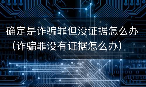 确定是诈骗罪但没证据怎么办（诈骗罪没有证据怎么办）