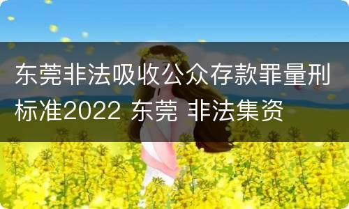 东莞非法吸收公众存款罪量刑标准2022 东莞 非法集资
