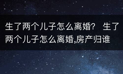 生了两个儿子怎么离婚？ 生了两个儿子怎么离婚,房产归谁