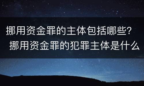 挪用资金罪的主体包括哪些？ 挪用资金罪的犯罪主体是什么