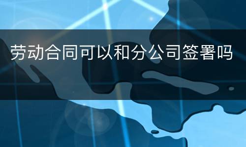 劳动合同可以和分公司签署吗