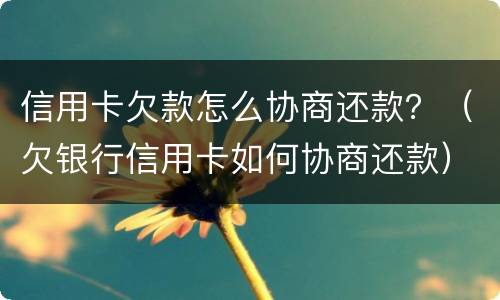 信用卡欠款怎么协商还款？（欠银行信用卡如何协商还款）