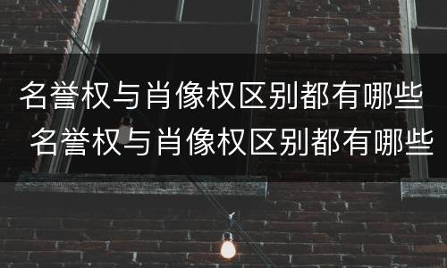 名誉权与肖像权区别都有哪些 名誉权与肖像权区别都有哪些内容