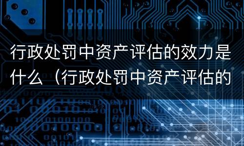 行政处罚中资产评估的效力是什么（行政处罚中资产评估的效力是什么）