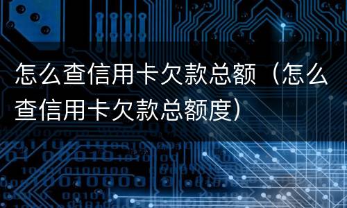 怎么查信用卡欠款总额（怎么查信用卡欠款总额度）