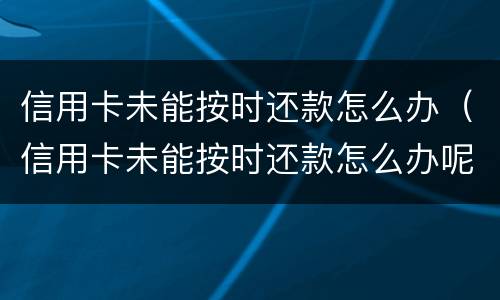 信用卡未能按时还款怎么办（信用卡未能按时还款怎么办呢）