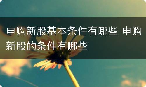 申购新股基本条件有哪些 申购新股的条件有哪些