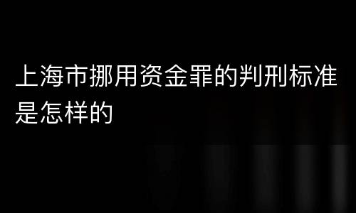 上海市挪用资金罪的判刑标准是怎样的