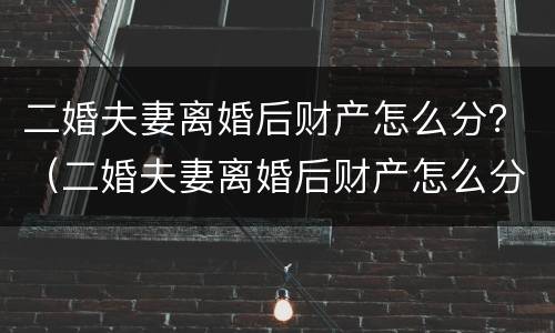 二婚夫妻离婚后财产怎么分？（二婚夫妻离婚后财产怎么分割）