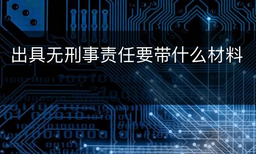 出具无刑事责任要带什么材料