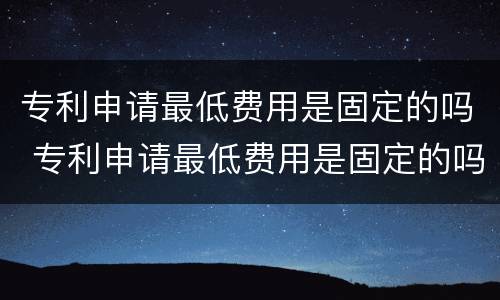 专利申请最低费用是固定的吗 专利申请最低费用是固定的吗