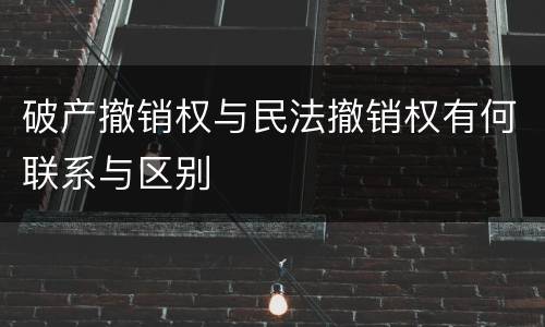 破产撤销权与民法撤销权有何联系与区别