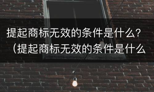 提起商标无效的条件是什么？（提起商标无效的条件是什么原因）
