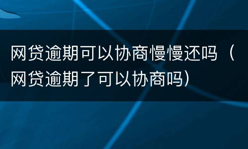 网贷逾期可以协商慢慢还吗（网贷逾期了可以协商吗）
