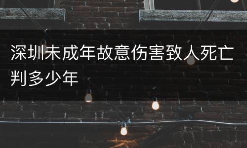 深圳未成年故意伤害致人死亡判多少年