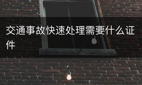 交通事故快速处理需要什么证件