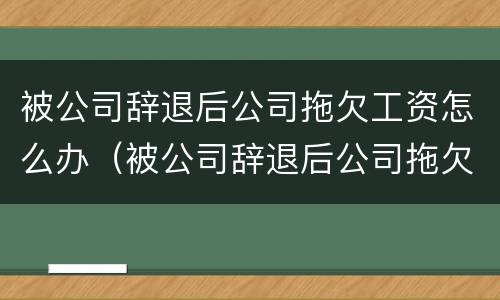被公司辞退后公司拖欠工资怎么办（被公司辞退后公司拖欠工资怎么办理）