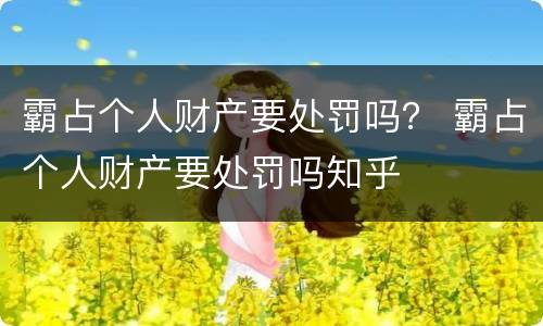 霸占个人财产要处罚吗？ 霸占个人财产要处罚吗知乎