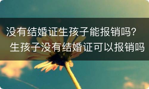 没有结婚证生孩子能报销吗？ 生孩子没有结婚证可以报销吗?